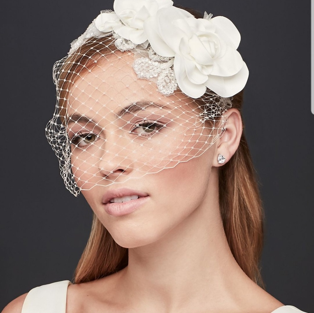Flower and bead rustic tulle headband